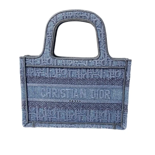 AUTH CHRISTIAN DIOR LIVRE FEMME FOURRE TOUT OBLIQUE DENIM BLEU MINI SAC FOURRE TOUT F/S