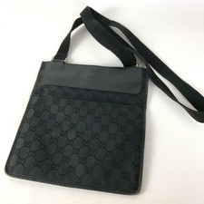 Authentic GUCCI GG Canvas Shoulder Bag Crossbody Messenger Bag Canvas Black