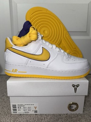 Size 9.5 Nike Air Force 1 Low Retro QS KB  Kobe Lakers Home  Men s FZ1151-100