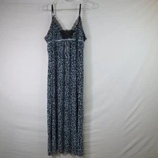 Studio Donatella Lace Babydoll Sleep Slip Blue Leopard Print Dress Size L