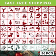 Christmas Painting Stencils 56 Pcs Reusable 3 Inch Holiday Craft Stencils DIY