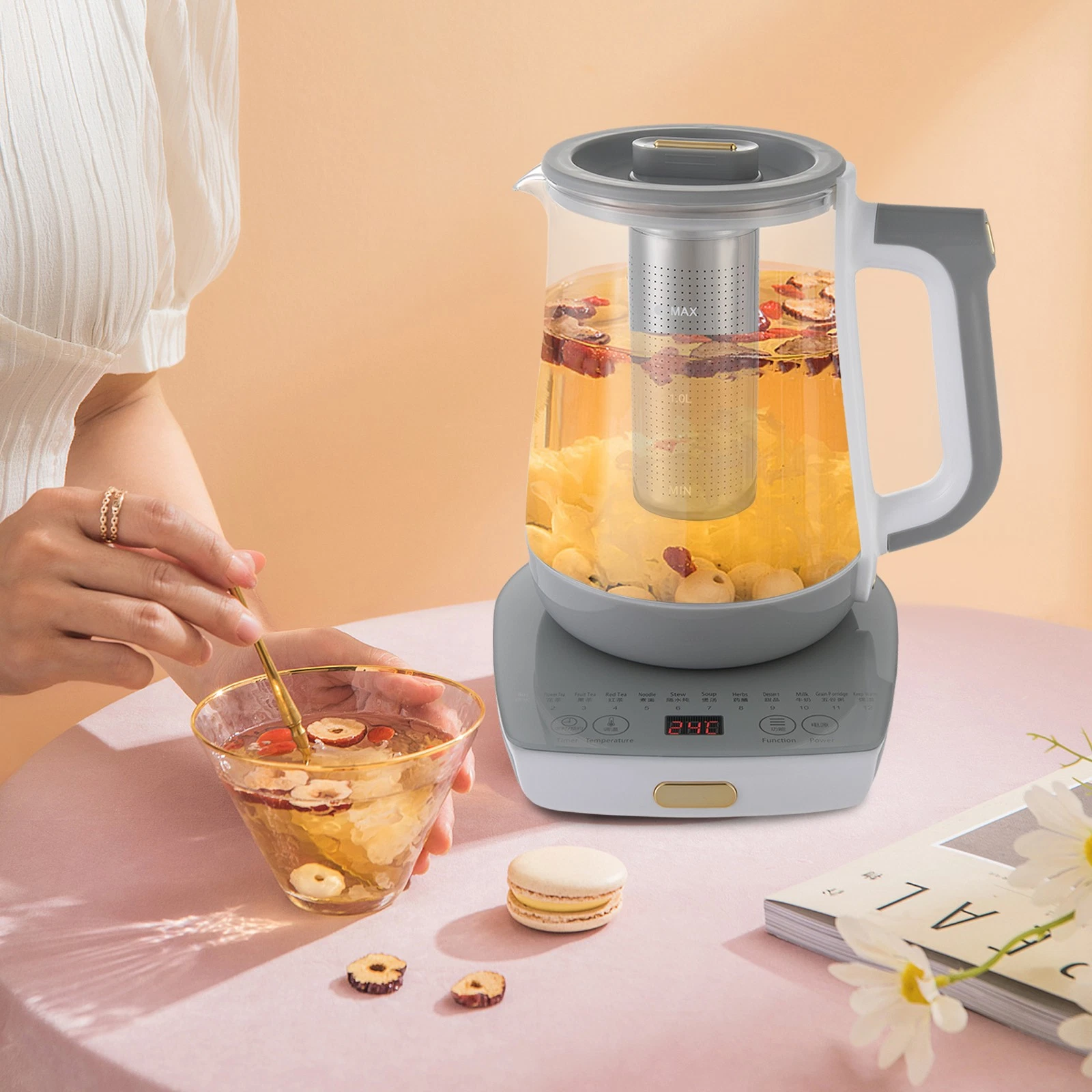 Electric Kettle Glass Water Boiler Fast Boiling Tea Kettle 40-90°C 800W 1.8L