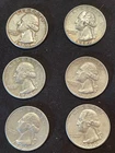 1964 P- D Silver Quarters 90% Pure Lot Of 6 Coins.