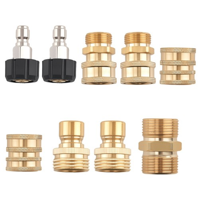 #ad Brass M22 14 Pressure Washer Quick Connect Adapter Universal Swivel 3 8quot; 9PC $31.35