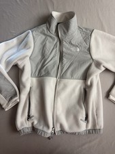 The North Face Girls Gray/White Fleece Jacket Full Zip Pockets Size L 14/16