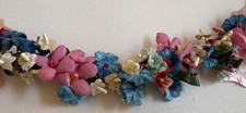 Lovely VINTAGE Millinery GARLAND ~ Small Velvet Blossoms Pink Pearl Leaves (154)