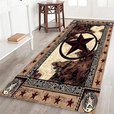Western Runner Rug for Hallway,Texas Star Vintage Style Stars on Wood Panel P...
