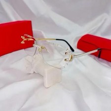 New Cut Clear Lens Sunglasses square Rimless Sunglasses High Quality Diamonds