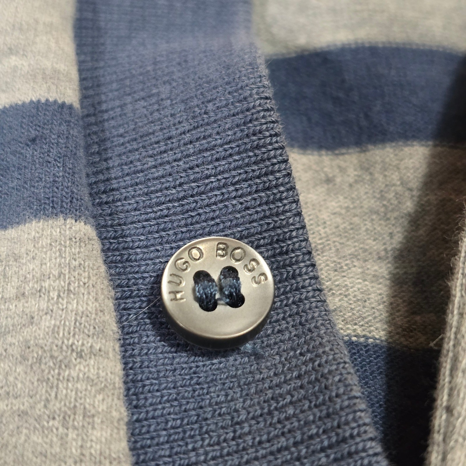 Hugo Boss Men's Regular Fit Striped Long Sleeve Polo Shirt Blue & Grey M thumbnail 8