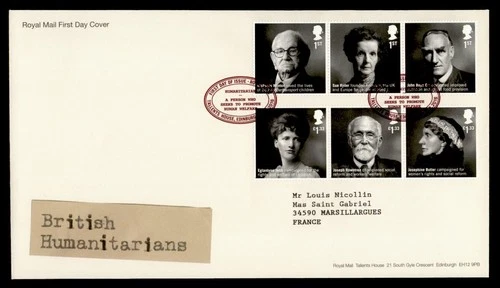 DR WHO 2016 GB FDC BRITISH HUMANITARIANS COMBO M77371