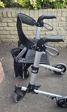 Rollator 4-Wheel Mobility Walker Dual Brakes, Seat, Storage. Foldable