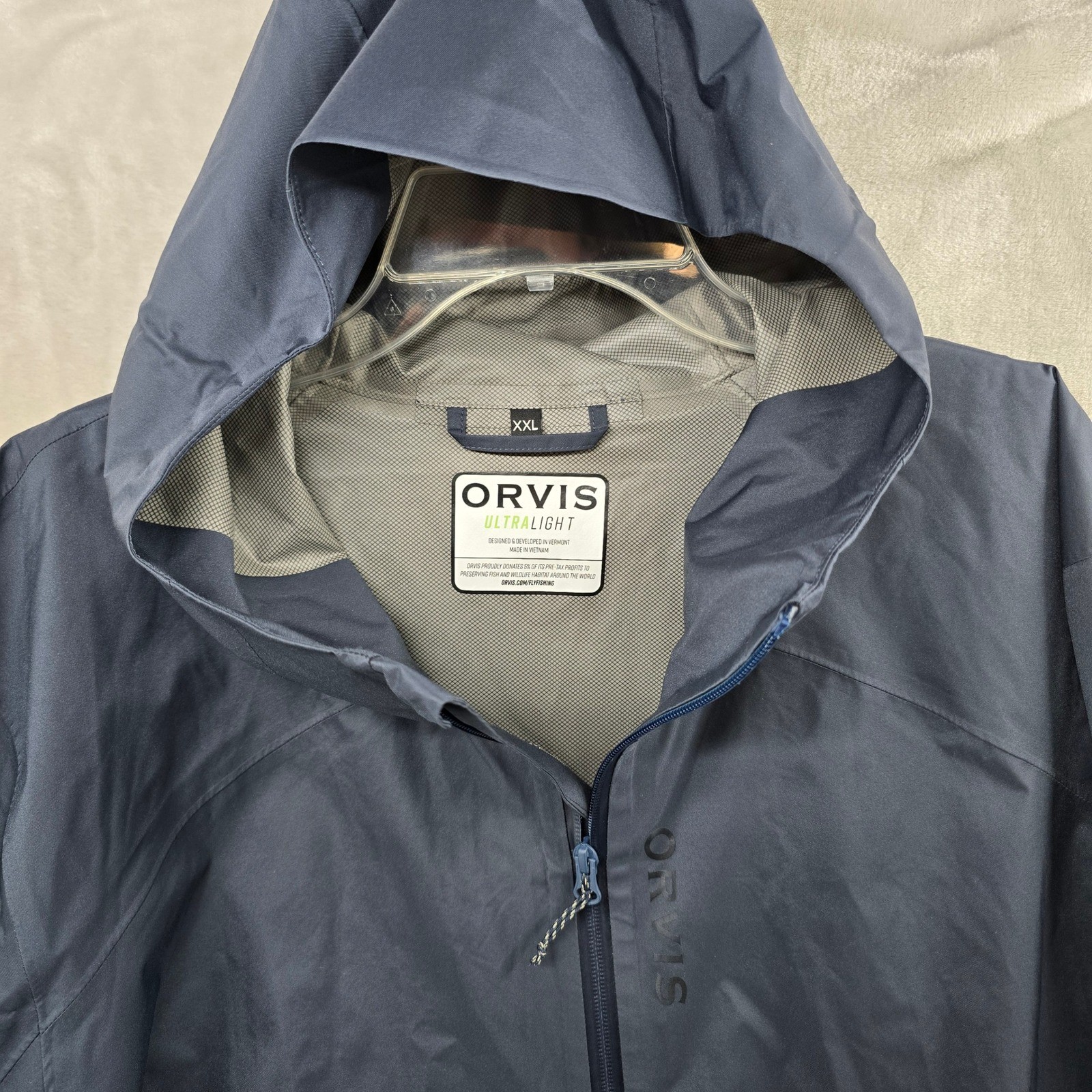 Mens Xxl Blue Waterproof Hooded Shell Nylon