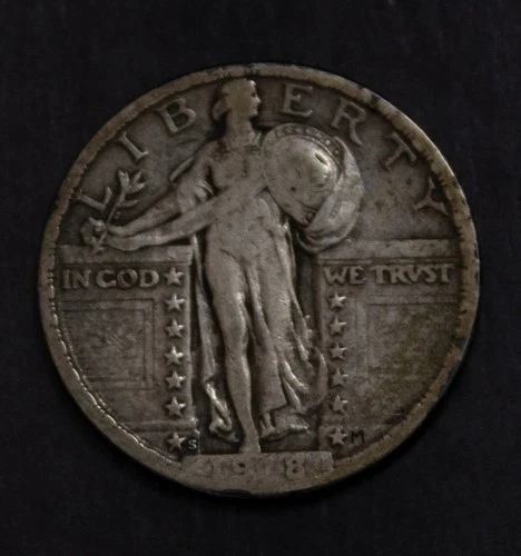 1918 S Standing Liberty Quarter Choice VF Lot 3266