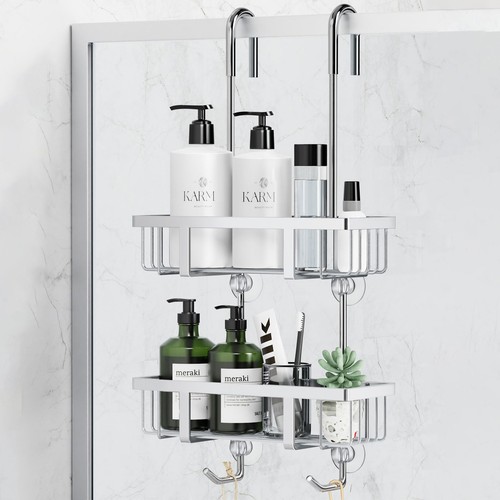 pickpiff Shower Caddy Hanging-2 Tier Shower Storage Over Door Rack Holders, 