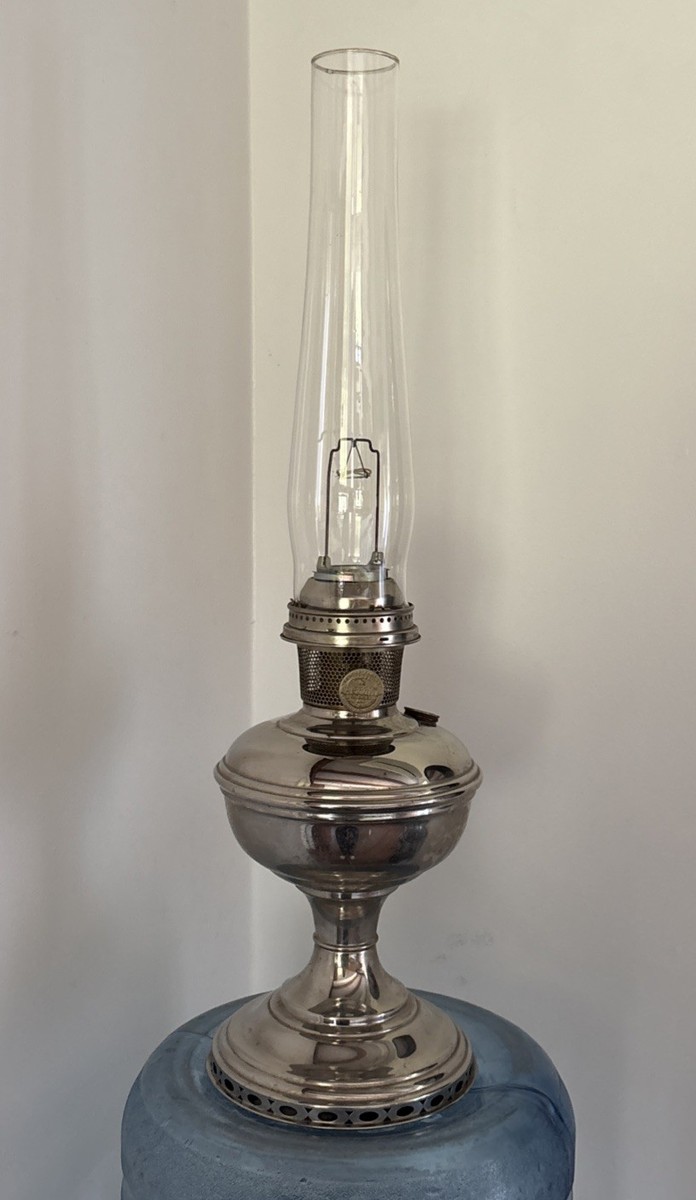 Vintage Aladdin Model 12 Kerosene Mantle Lamp Nickel Plated With