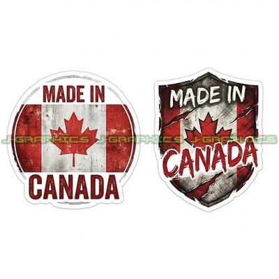 Made In Canada Flag Canadian Vinyl Decal Sticker 2 Pack C