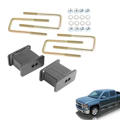 4'' Rear Lift Block Kit w/9.5'' U-Bolts for Silverado 1500 2007-2018 2WD 4WD