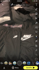 Nike Men's Black Tracksuit Set XL Hoodie Pants Drawstring Pockets