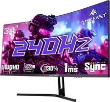 Amzfast 34" 240Hz Curved Ultrawide Monitor UWQHD 3440×1440 FreeSync