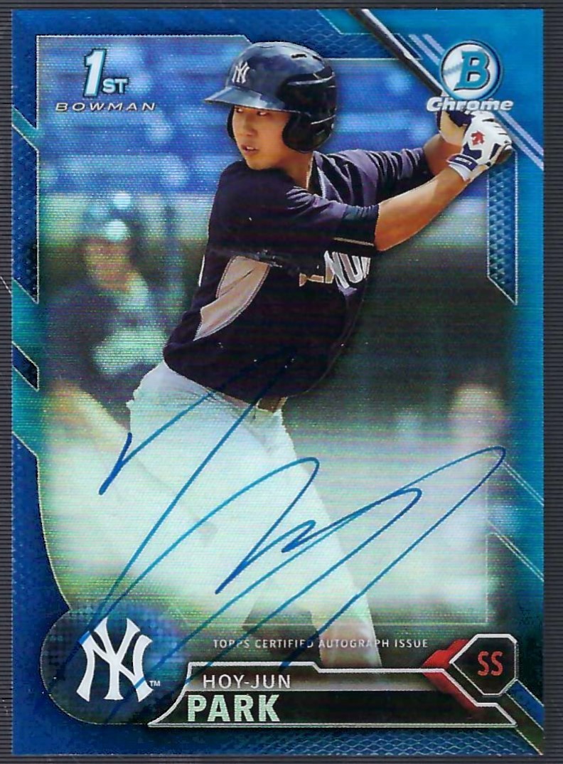 2016 Bowman Chrome Prospect Autographs Blue Refractor Hoy-Jun Park Auto #87/150