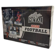 Leaf Metal 2025 Football Cards - HOBBY BOX [7 Cards] *5 Autograph Cards Included
