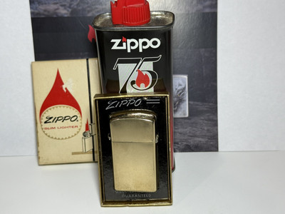 Vintage Zippo 10K GF Gold Filled Plate Slim Zippo 1958 Never Used 