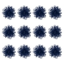 12-Pack Chiffon Flowers 1.97 x 1.97" Fabric Flowers for Craft Navy Blue 