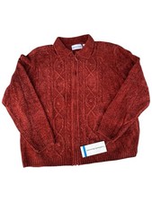 Alfred Dunner New England Trail Russet Chenille Zip Cardigan Sweater XL NWT