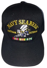 U.S. NAVY SEABEES VIETNAM VETERAN Military Ball Cap - Black