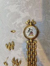 Vintage Disney Time Works Ladies Mickey Mouse Watch Gold Tone Damaged Band