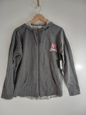Everlast Track Jacket Women's Size Xl Gray Pink New York Graphic Raw Hem New