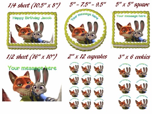 ZOOTOPIA Edible Party cake topper image - Picture 2 of 10