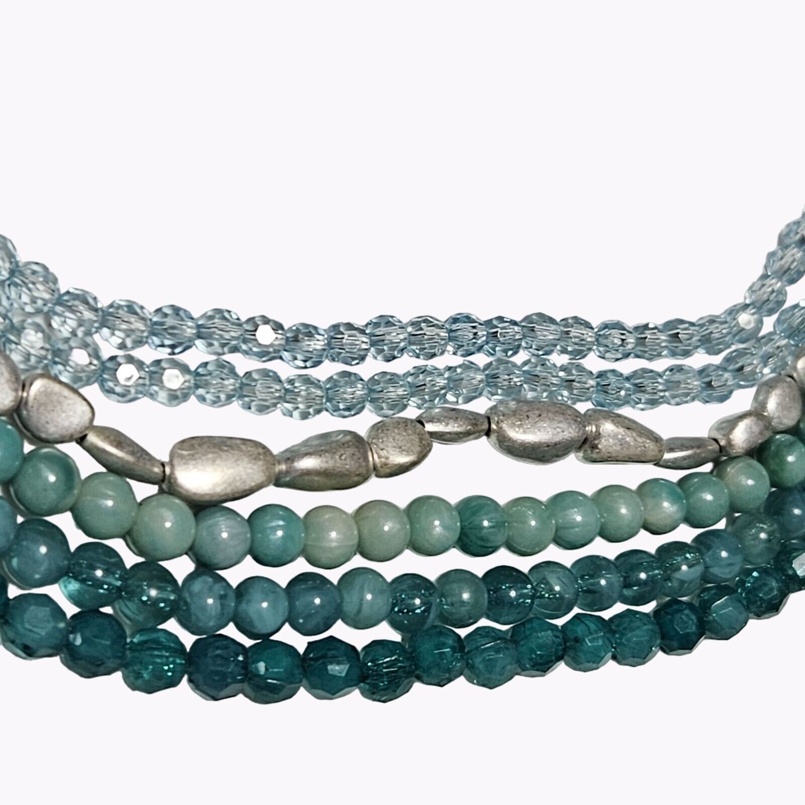 Teal Beaded Multi Strand Statement Choker Necklac… - image 2