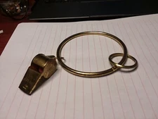 Antique Brass Whistle w/Large Brass Ring - Made in Taiwan