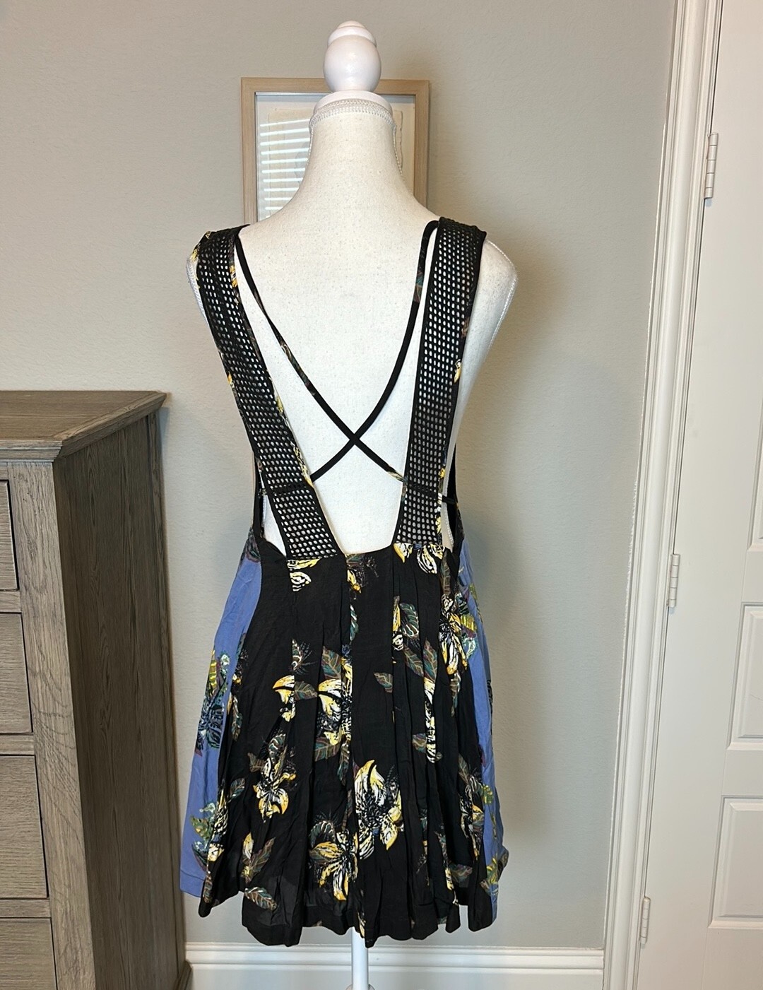 Free People | Thought I Was Dreaming Black And Blue Floral Mini Dress | Small