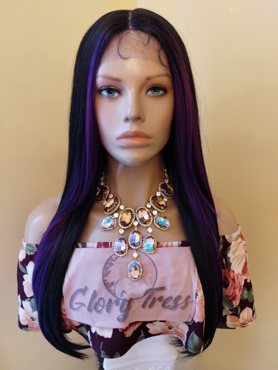 Straight Lace Front Wig | Purple Highlights | Cosplay  display picture 2