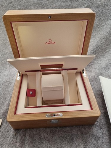 Omega Authentic Wooden Watch Box With Travel Red Cube Box New BARGAIN PRICED - Picture 3 of 7
