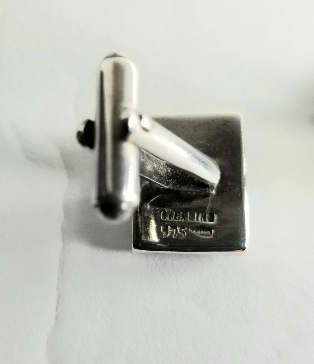 975 Sterling Silver and Carved Hermatite Cuff Links Gladiator Centurion