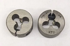 2 Kromhard 1/4"-24 NS Round Dies 1" OD Screw Adjusting Adjustable Die CS USA