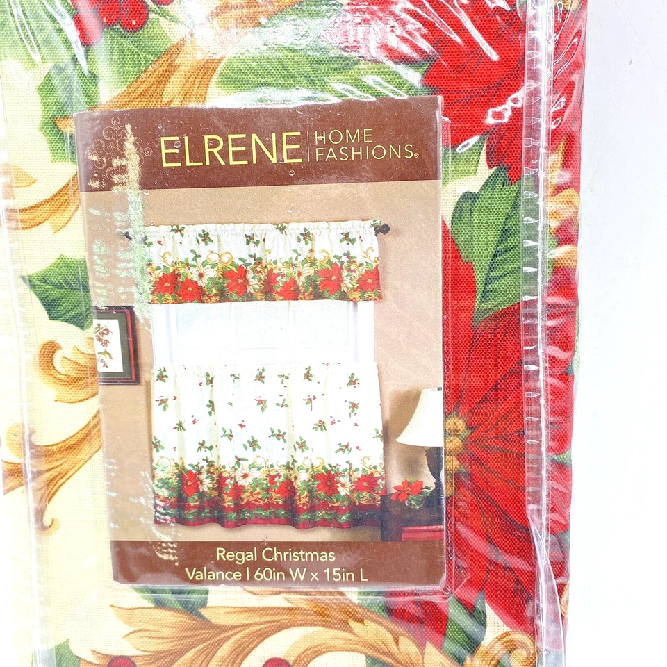 Cenefa de Navidad Elrene Regal 60" W x 15" L Acebo de Pascua Invierno Nueva Foto 2 de 4