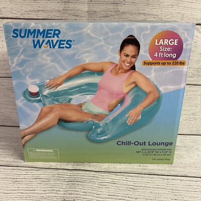 Summer Waves Inflatable Chill-Out Lounge Pool Float, Blue, for - Main Image