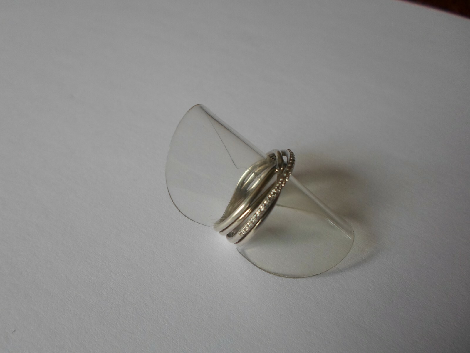 solid silver ring, interlaced rings, zirconiums, … - image 5