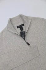 Christian Lacroix Mens 1/4 Zip Sweater 100% Cashmere 2 Ply Waffle Knit Gray Sz S