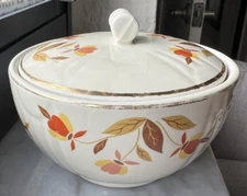 VTG DECO HALL SUPERIOR QUALITY KITCHENWARE AUTUMN LEAF SUGAR BOWL WITH LID