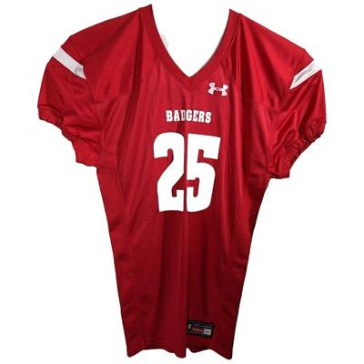 #ad Wisconsin Badgers Football Jersey Large Red #25 Game Day Throwback Under Armour $34.00