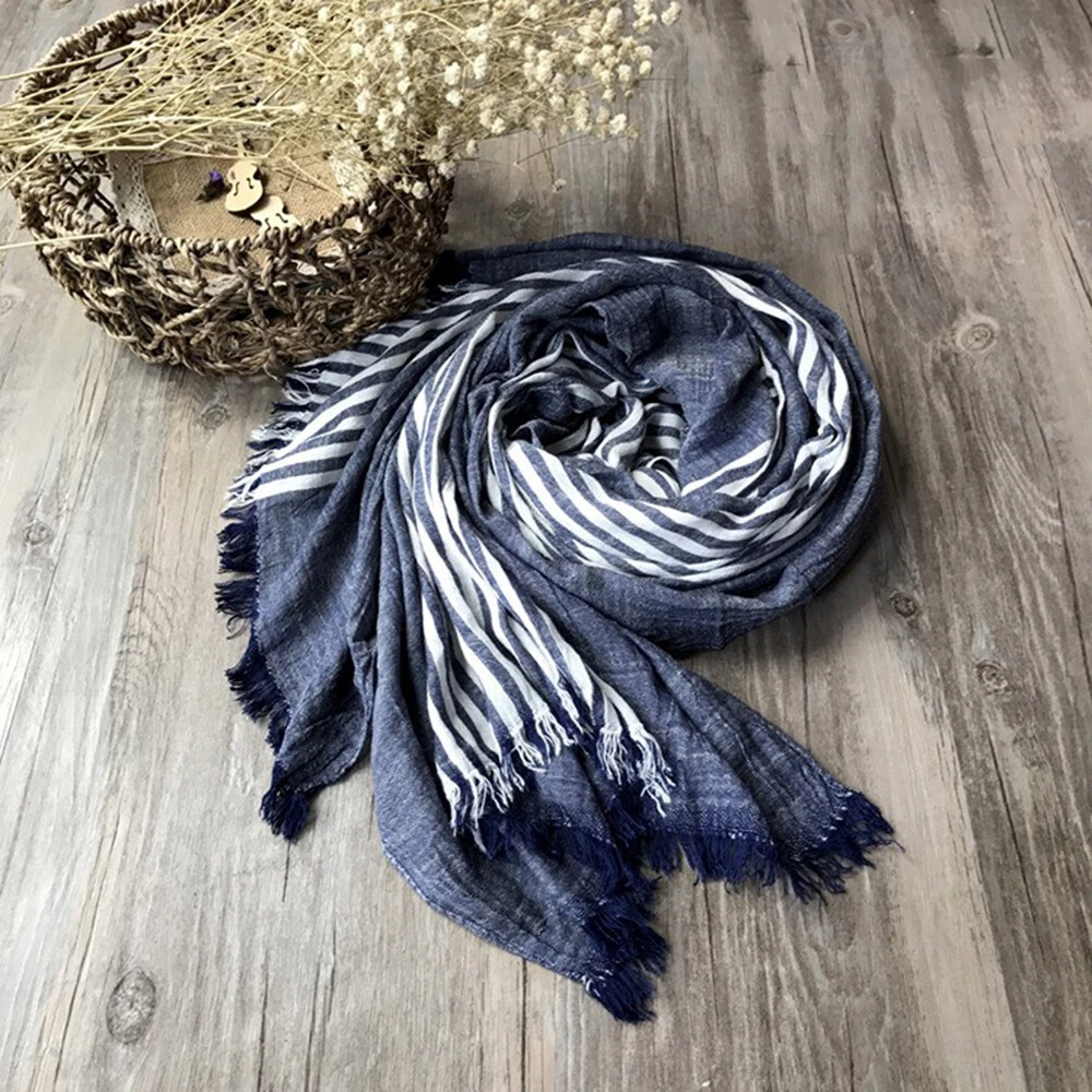 Men's Scarf Stripe Cotton blend Scarves Unisex Long Scarf Shawls for Outdoor
Opens in a new window o