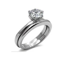 2 Carat 8mm Round Branded Stainless Steel Engagement Ring Size 5/6/7/8/9/