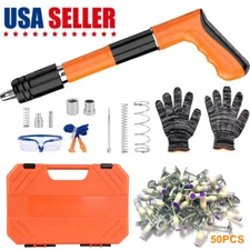 Nail Gun Powerful Concrete Air Nailer Wall Fastening Tool + 50PCS Round Nails US