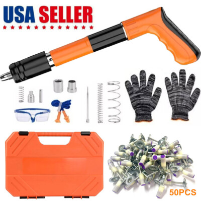 Nail Gun Powerful Concrete Air Nailer Wall Fastening Tool + 50PCS Round Nails US