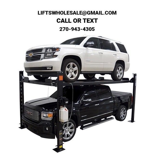 Titan XLT 8,000 lbs 4Post Storage Lift Ramps Jack Tray 3 Drip Trays Casters eBay